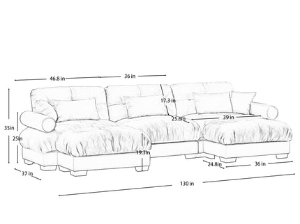Super Comfort Oversized Modular Sectional Sofa With Movable Ottoman
