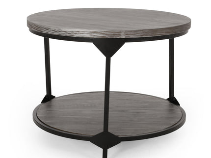Coffee Table With Wood Patterned Tabletop And Iron Frame - Gray