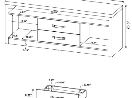 Burke 2-drawer Engineered Wood 59-inch TV Stand Grey Driftwood