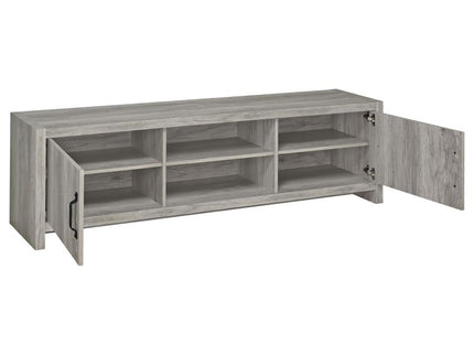 Burke 2-door Engineered Wood 71-inch TV Stand Grey Driftwood