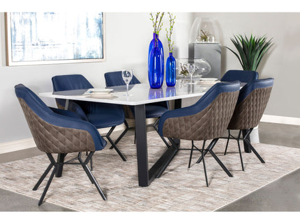 Upholstered Dining Chairs (Set of 2) Retro Bucket Seat - Blue
