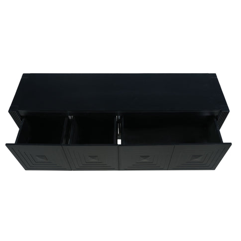 Geometric Carved Console Table With 3 Soft Close Drawers