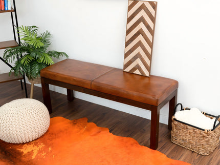 Austin - Bench With Lines - Antique Brown / Brown / Rustic / Tan