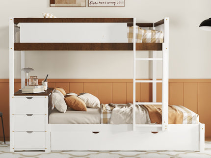 Bunk Bed With Twin Size Trundle, Storage And Desk