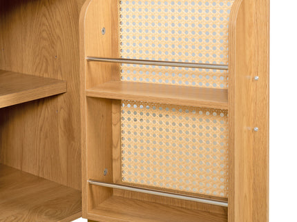 Tall Arched Cabinet With Rattan Doors & Adjustable Shelves