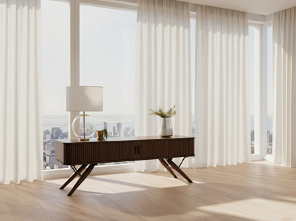 Valna Wood 71-inch TV Stand with Sliding Doors Walnut