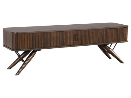 Valna Wood 71-inch TV Stand with Sliding Doors Walnut