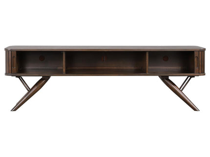 Valna Wood 71-inch TV Stand with Sliding Doors Walnut