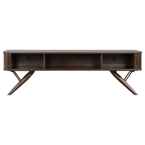 Valna Wood 71-inch TV Stand with Sliding Doors Walnut