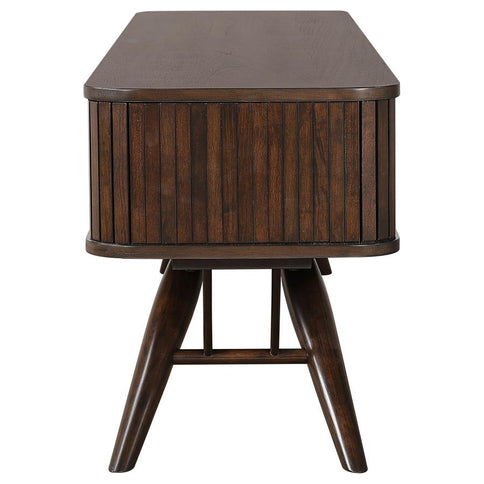 Valna Wood 71-inch TV Stand with Sliding Doors Walnut