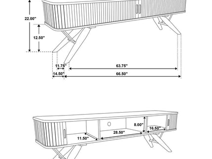 Valna Wood 71-inch TV Stand with Sliding Doors Walnut