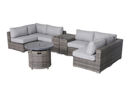 Wicker Outdoor Lounge Set With Cushions And Fire Pit