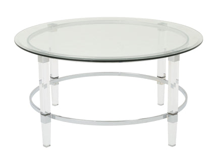Tempered Glass Round Coffee Table With Four Legs - Clear