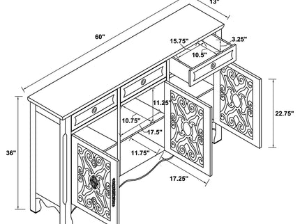 Naomi - 3 Drawer Scrollwork Accent Cabinet - Green