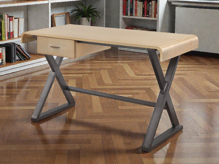 Danton - Aluminum Top Grain Leather Rectangular Writing Desk - Gold