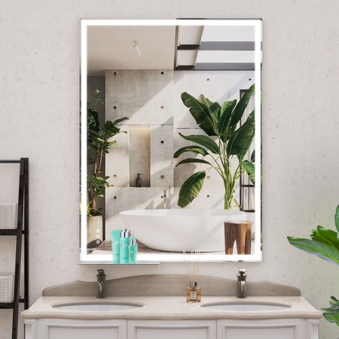 LED Bathroom Vanity Mirror Wall Mounted Adjustable / Warm / Natural Lights Anti-Fog Touch Switch With Memory Modern Smart Large Bathroom Mirrors