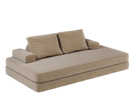 Multifunctional Convertible Sofa Bed With 2 Tumbler Backrests And 2 Pillows, Deep Seat Couch