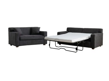 Convertible Sleeper Loveseat & Chair Set With Fold Out Mattress, Loveseat & Chair - Gray