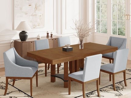 Topmax - 7 Piece Rustic Extendable Dining Table Set With Removable Leaf, 2 Arm Chairs And 4 Armless Chairs