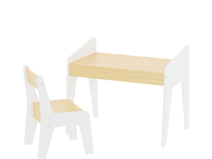 Table Set With 1 Chair, Children Study Table For Ages 2 - 8 - White