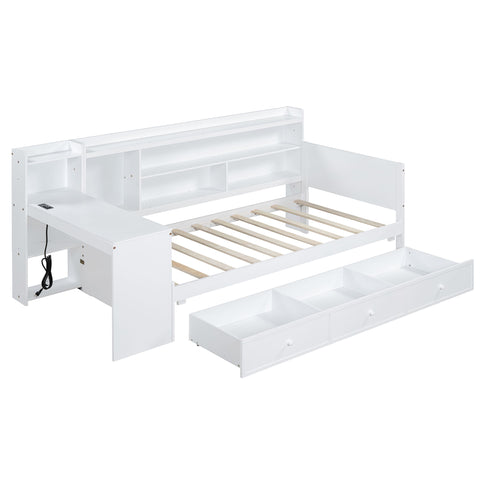 Daybed With 3 Drawers USB Ports And Desk