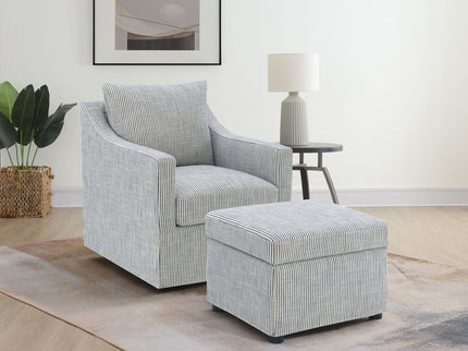 Merced - Upholstered Sloped Arm Accent Swivel Chair With 360 Degree Swivel Base - Gray