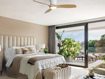 Flush Mount Ceiling Fan With Dimmable LED Light, 3 Blades, Reversible DC Motor Blades For Living Room