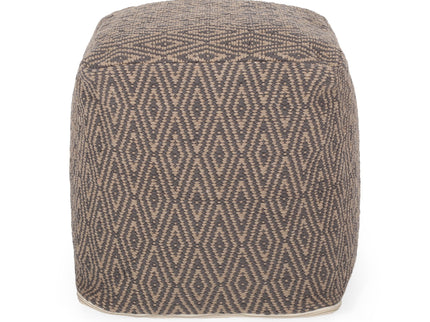 Amuleto - Hand Loomed Cotton Pouf - Dark Gray / Brown