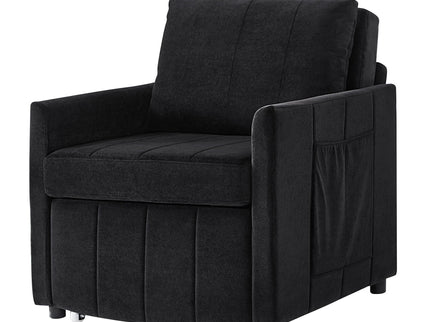 Upholstered Convertible Sleeper Sofa With 5 Position Backrest, Side Pockets, Storage