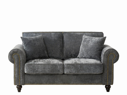 2 Seater Sofa With Rolled Arms, Tufted Upholstered Couch