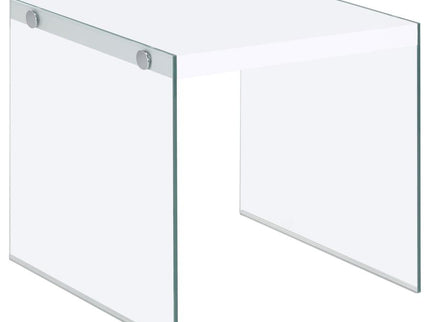 Opal Square Glass Frame Side End Table White High Gloss