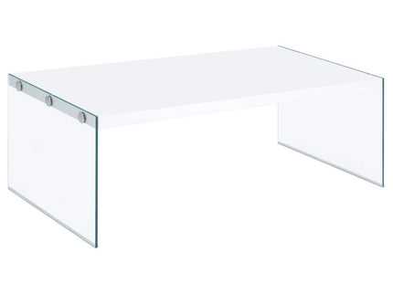 Opal Rectangular Glass Frame Coffee Table White High Gloss