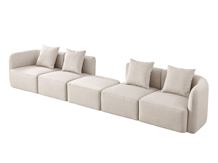 L-Shaped Modular Sectional Sofa With Ottoman, Living Room Furniture Set - Beige