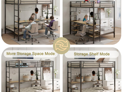 Ethan - Bunk Bed With Desk, Charging Station, Storage Shelves