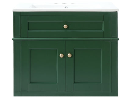Wall Mounted Bathroom Vanity With Tip Out Drawer And Open Back Design