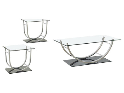 Danville 3-piece Glass Top Coffee and End Table Set Chrome