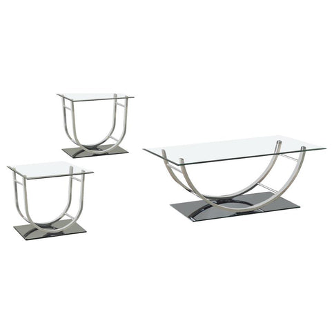 Danville 3-piece Glass Top Coffee and End Table Set Chrome