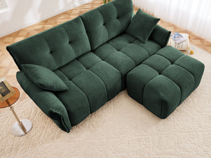 Sofa Set With Ottoman And Pillows, Textured, High Resilience Cushions