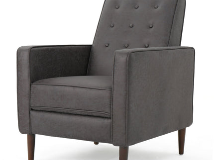 Macedonia - Mid Century Modern Button Tufted Fabric Recliner - Slate