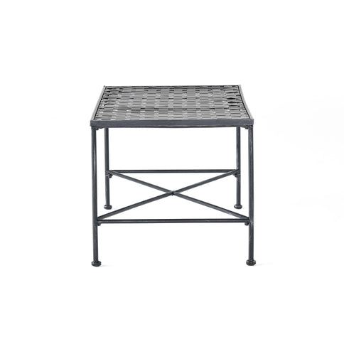 Luna - Outdoor Iron Coffee Table - Black Brush Silver