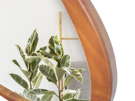 Asymmetrical Wall Mirror Wooden Framed Mirror Large Sized Dressing Mirror, For Living Room, Bedroom, Bathroom, Hallway Or Entry Way - Natural Wood
