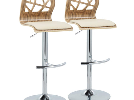 Folia - Mid Century Modern Adjustable Barstool With Swivel With Rounded T Footrest (Set of 2)