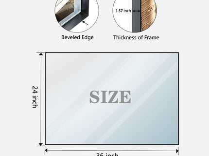Rectangular Bathroom Mirror Square Angle Metal Frame Wall Mounted Hanging Plates Wall Mount Mirror For Bathroom (Horizontal & Vertical)