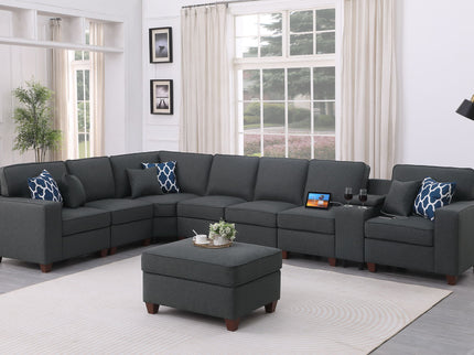 Hannah - Sectional Sofa With Ottoman - Dark Gray