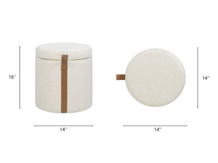 Brandy - Round Upholstered Storage Ottoman With Accent