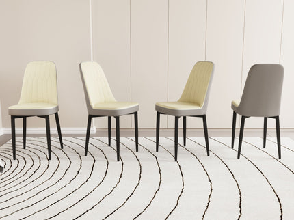 Modern Dining Chair With Cushions And Metal Legs