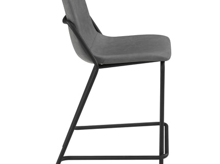 Counter Height Stools With Footrest (Set of 2) - Gray / Black
