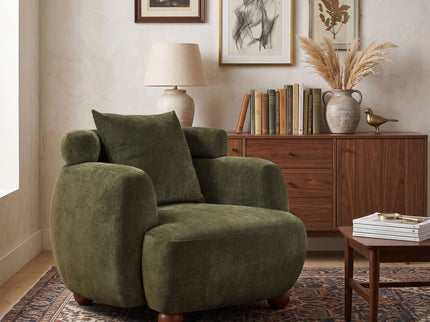 Clubchair, Bucket Chair, Decorative Sofa With Pillow, For Living Roon - Olive Green