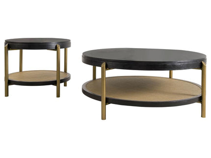 Arini 2-piece Round Coffee and End Table Set Black
