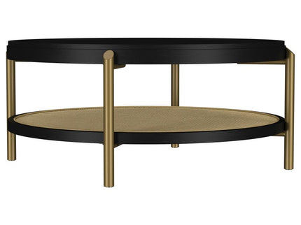 Arini Round Coffee Table With Storage Shelf Black